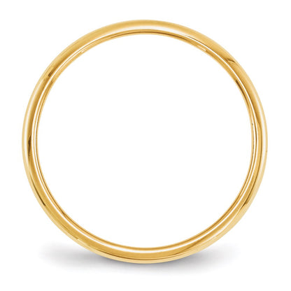 Solid 18K Yellow Gold 2mm Half-Round Wedding Men's/Women's Wedding Band Ring Size 5