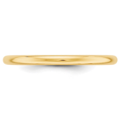 Solid 18K Yellow Gold 2mm Half-Round Wedding Men's/Women's Wedding Band Ring Size 5