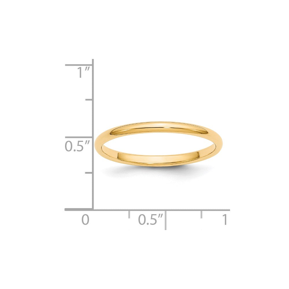 Solid 14K Yellow Gold 2mm Half Round Men's/Women's Wedding Band Ring Size 10
