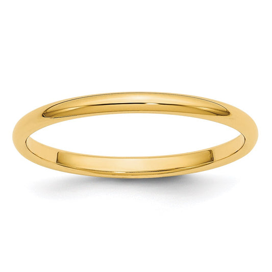 Solid 18K Yellow Gold 2mm Half Round Men's/Women's Wedding Band Ring Size 8.5