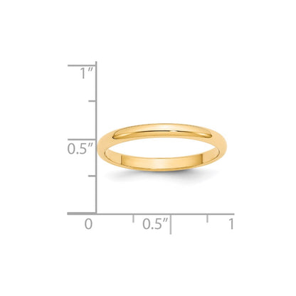 Solid 14K Yellow Gold 2.5mm Half Round Men's/Women's Wedding Band Ring Size 4.5