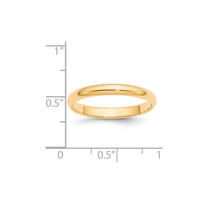 Solid 14K Yellow Gold 3mm Half-Round Wedding Men's/Women's Wedding Band Ring Size 7