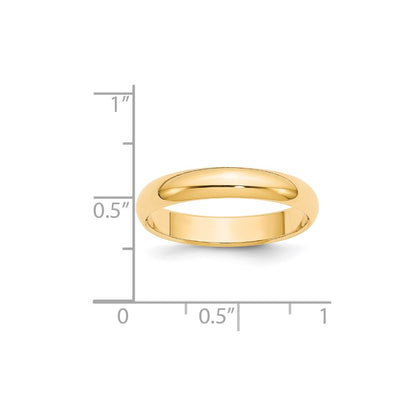 Solid 18K Yellow Gold 4mm Half-Round Wedding Men's/Women's Wedding Band Ring Size 6