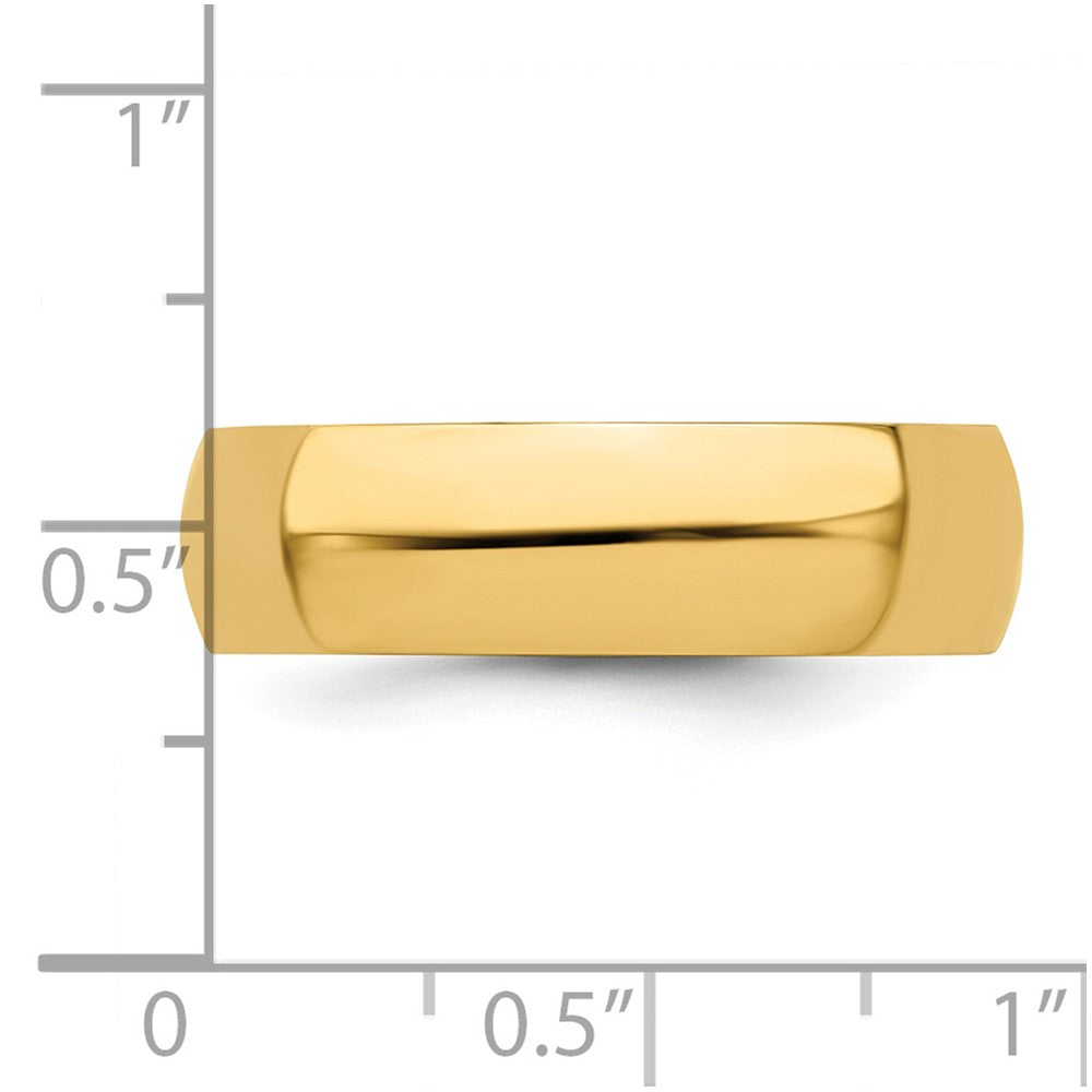 Solid 14K Yellow Gold 6mm Half-Round Wedding Men's/Women's Wedding Band Ring Size 7