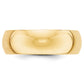Solid 18K Yellow Gold 7mm Half-Round Wedding Men's/Women's Wedding Band Ring Size 6