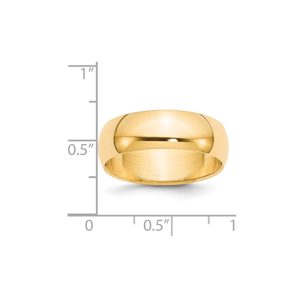Solid 18K Yellow Gold 7mm Half-Round Wedding Men's/Women's Wedding Band Ring Size 8.5