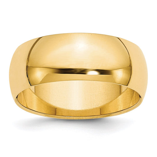 Solid 14K Yellow Gold 8mm Half-Round Wedding Men's/Women's Wedding Band Ring Size 9.5