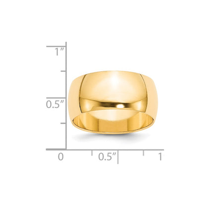 Solid 14K Yellow Gold 10mm Half Round Men's/Women's Wedding Band Ring Size 8.5