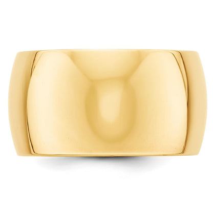 Solid 14K Yellow Gold 12mm Half Round Men's/Women's Wedding Band Ring Size 7