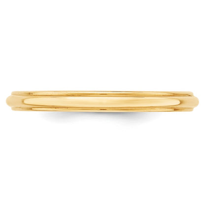 Solid 14K Yellow Gold 2.5mm Half Round with Edge Men's/Women's Wedding Band Ring Size 14