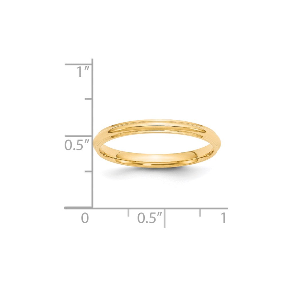 Solid 18K Yellow Gold 2.5mm Half Round with Edge Men's/Women's Wedding Band Ring Size 6.5