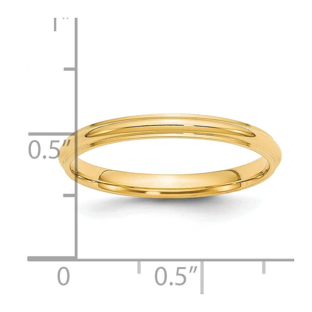 Solid 14K Yellow Gold 2.5mm Half Round with Edge Men's/Women's Wedding Band Ring Size 14