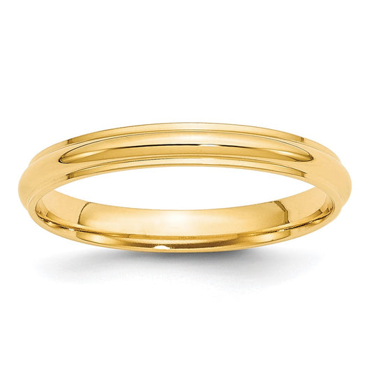 Solid 14K Yellow Gold 3mm Half Round with Edge Men's/Women's Wedding Band Ring Size 9