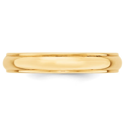 Solid 18K Yellow Gold 4mm Half Round with Edge Men's/Women's Wedding Band Ring Size 6