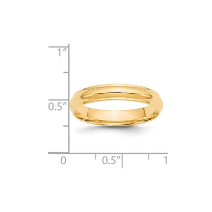 Solid 18K Yellow Gold 4mm Half Round with Edge Men's/Women's Wedding Band Ring Size 6