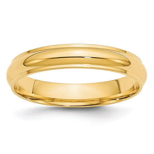 Solid 18K Yellow Gold 4mm Half Round with Edge Men's/Women's Wedding Band Ring Size 13