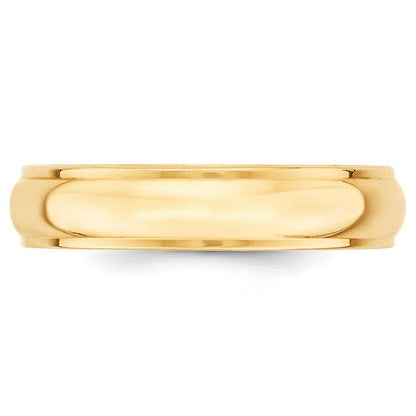 Solid 18K Yellow Gold 5mm Half Round with Edge Men's/Women's Wedding Band Ring Size 7.5