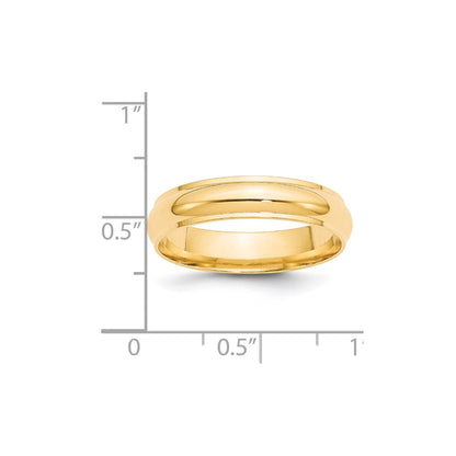 Solid 18K Yellow Gold 5mm Half Round with Edge Men's/Women's Wedding Band Ring Size 7