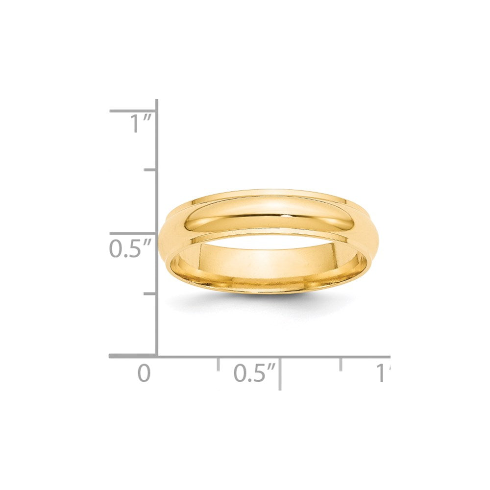 Solid 18K Yellow Gold 5mm Half Round with Edge Men's/Women's Wedding Band Ring Size 4