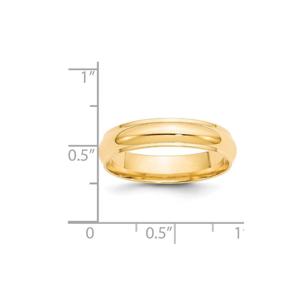 Solid 18K Yellow Gold 5mm Half Round with Edge Men's/Women's Wedding Band Ring Size 6