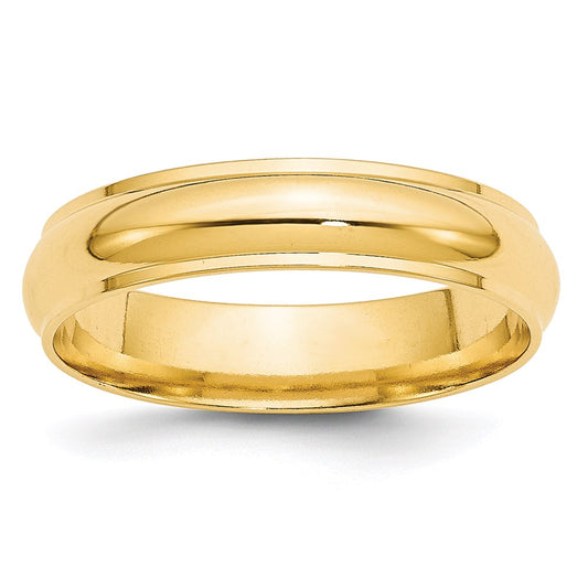 Solid 18K Yellow Gold 5mm Half Round with Edge Men's/Women's Wedding Band Ring Size 7