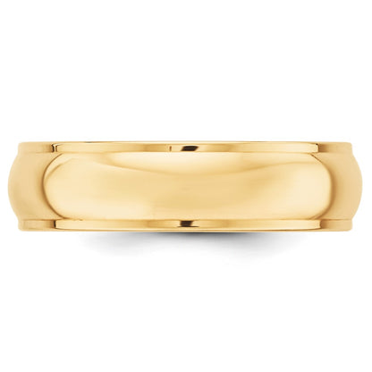 Solid 18K Yellow Gold 6mm Half Round with Edge Men's/Women's Wedding Band Ring Size 13.5