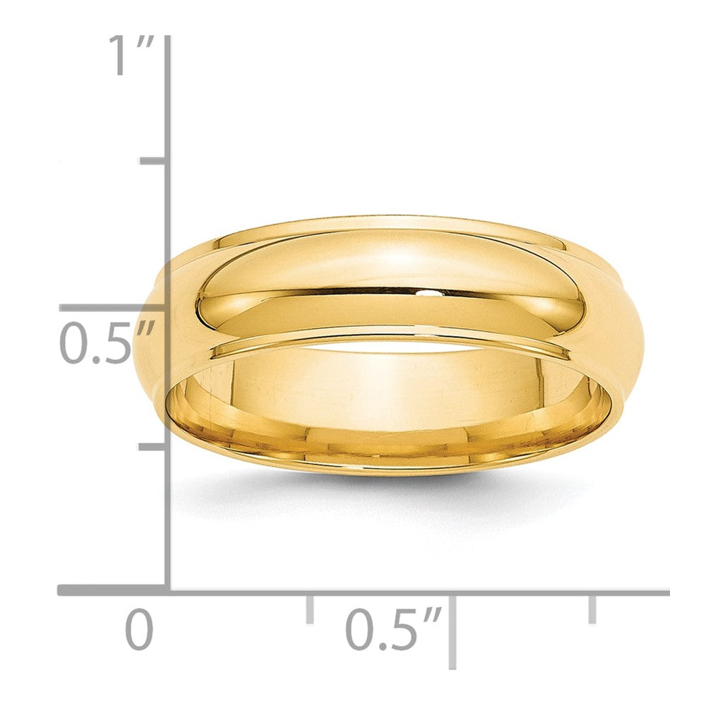 Solid 14K Yellow Gold 6mm Half Round with Edge Men's/Women's Wedding Band Ring Size 7.5