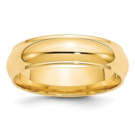Solid 14K Yellow Gold 6mm Half Round with Edge Men's/Women's Wedding Band Ring Size 5.5