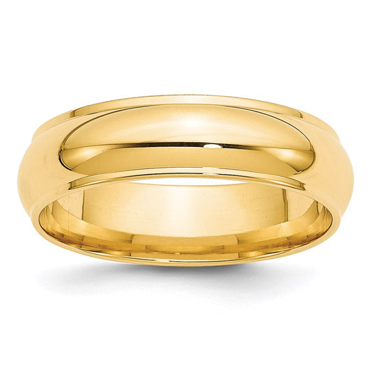 Solid 18K Yellow Gold 6mm Half Round with Edge Men's/Women's Wedding Band Ring Size 13