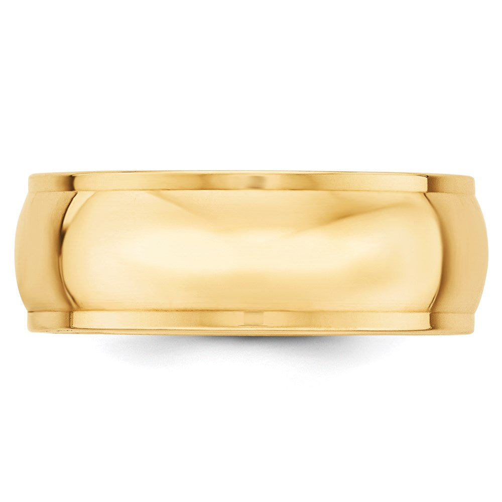 Solid 18K Yellow Gold 8mm Half Round with Edge Men's/Women's Wedding Band Ring Size 6