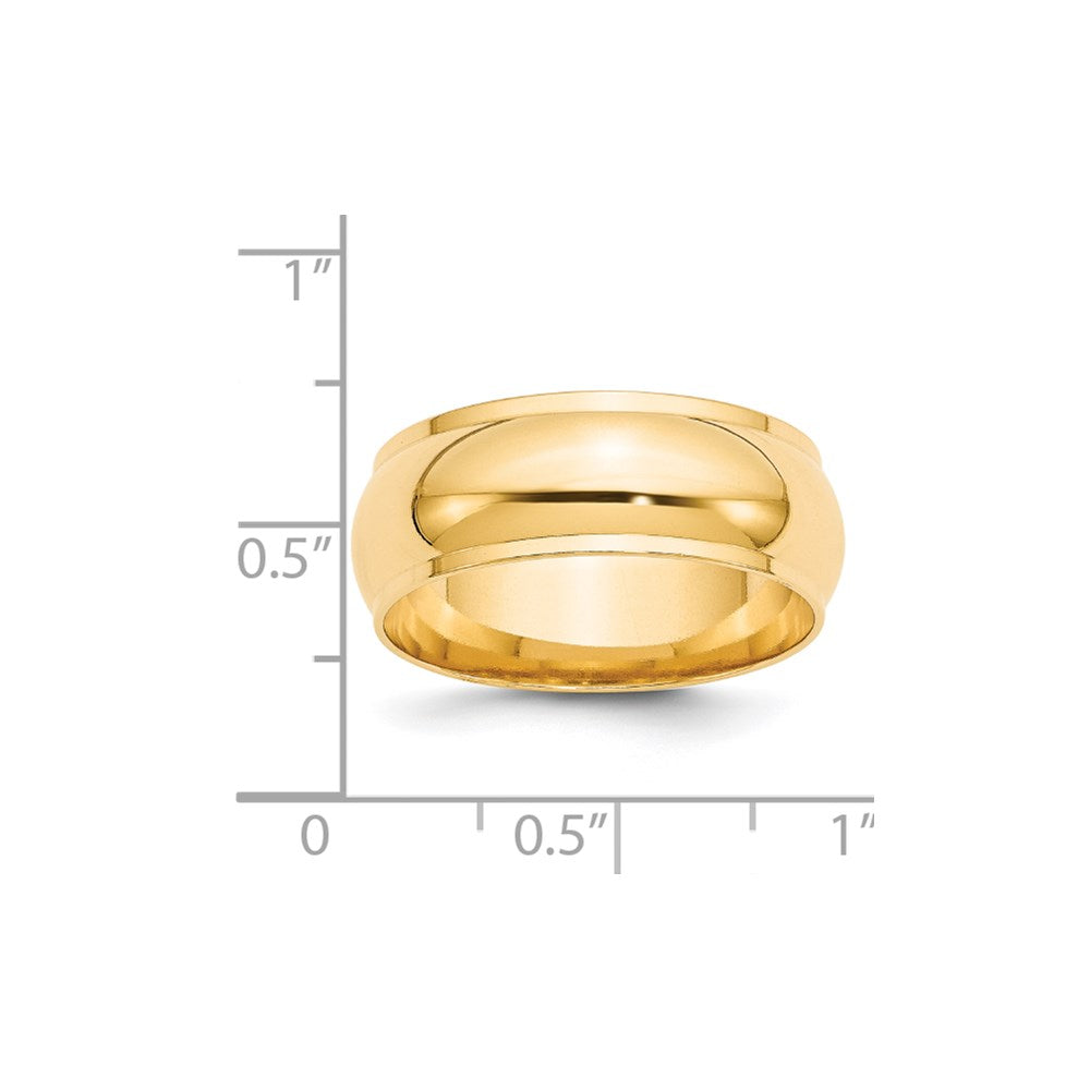 Solid 18K Yellow Gold 8mm Half Round with Edge Men's/Women's Wedding Band Ring Size 9.5