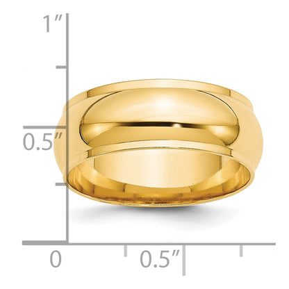 Solid 14K Yellow Gold 8mm Half Round with Edge Men's/Women's Wedding Band Ring Size 4.5