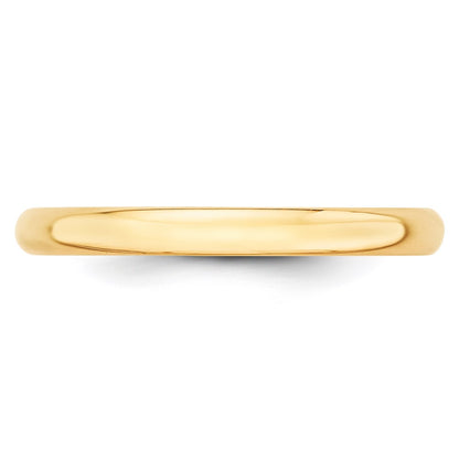 Solid 14K Yellow Gold 2.5mm Light Weight Half Round Men's/Women's Wedding Band Ring Size 10
