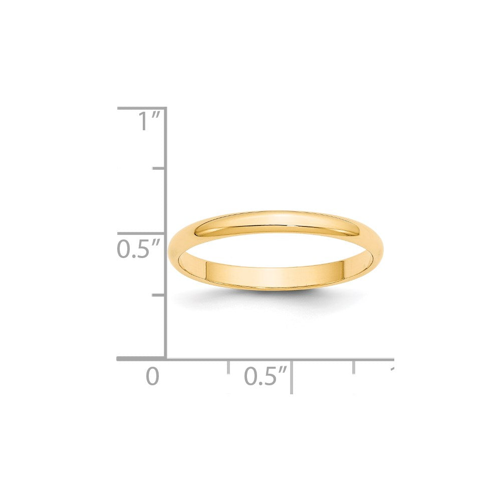 Solid 14K Yellow Gold 2.5mm Light Weight Half Round Men's/Women's Wedding Band Ring Size 10
