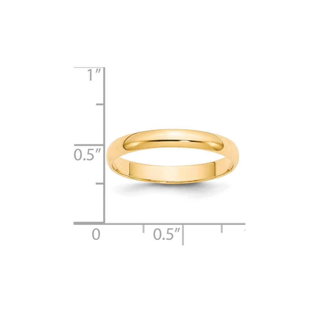 Solid 14K Yellow Gold 3mm Light Weight Half Round Men's/Women's Wedding Band Ring Size 10
