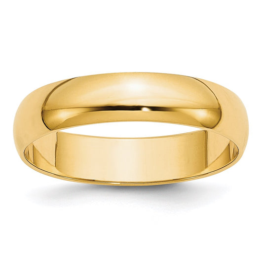 Solid 18K Yellow Gold 5mm Light Weight Half Round Men's/Women's Wedding Band Ring Size 10