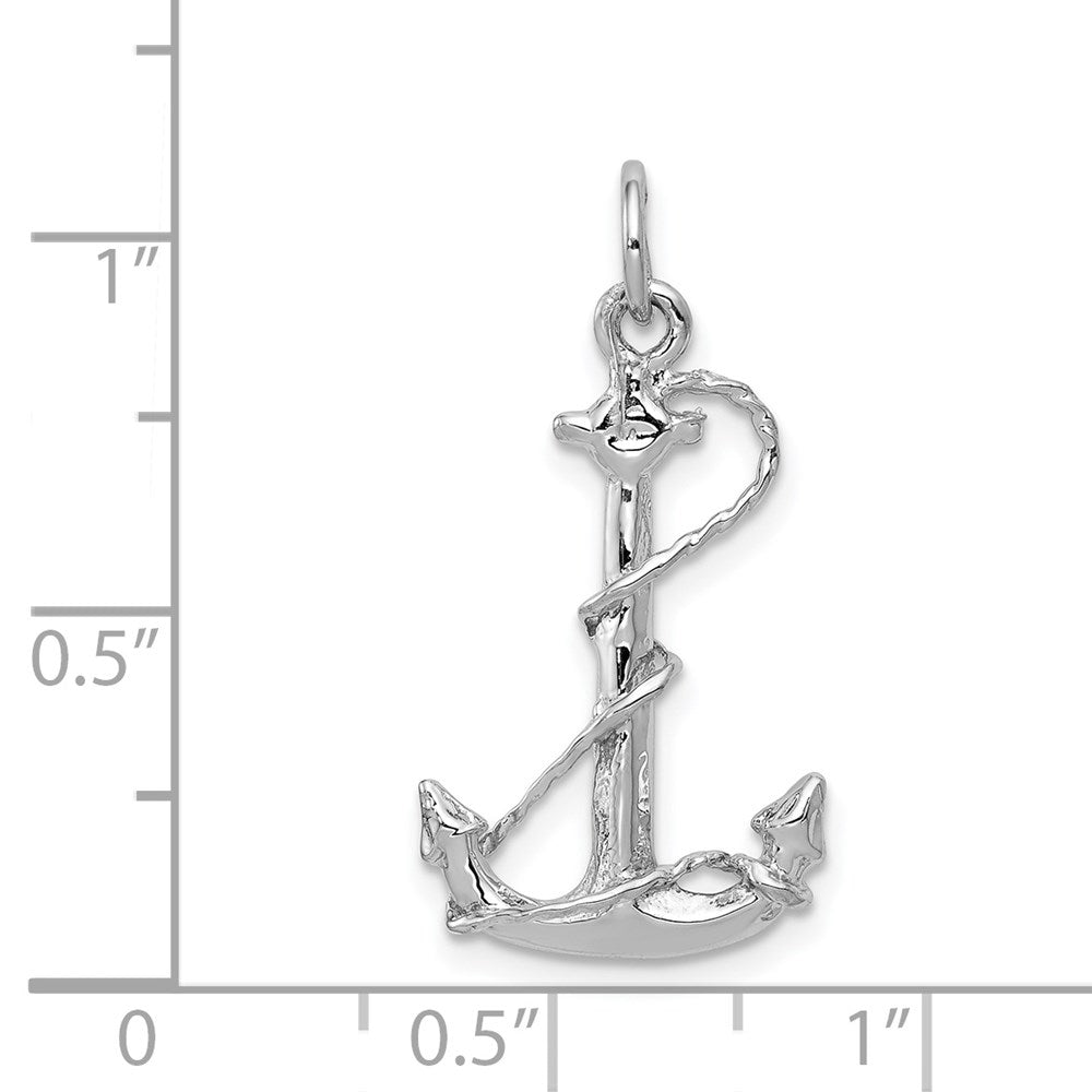 14k White Gold Solid Polished 3-D Anchor Charm