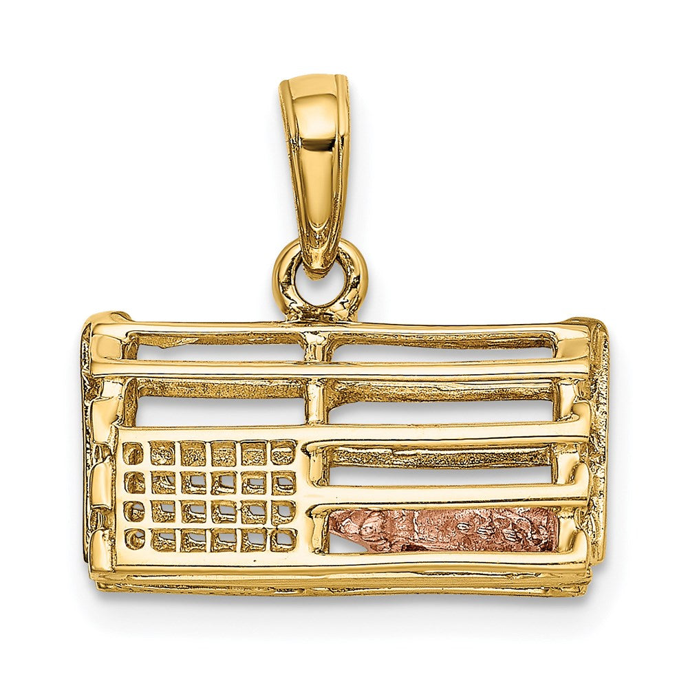 14k Two-tone Gold Two-tone Gold Polished 3-D Lobster Trap Pendant