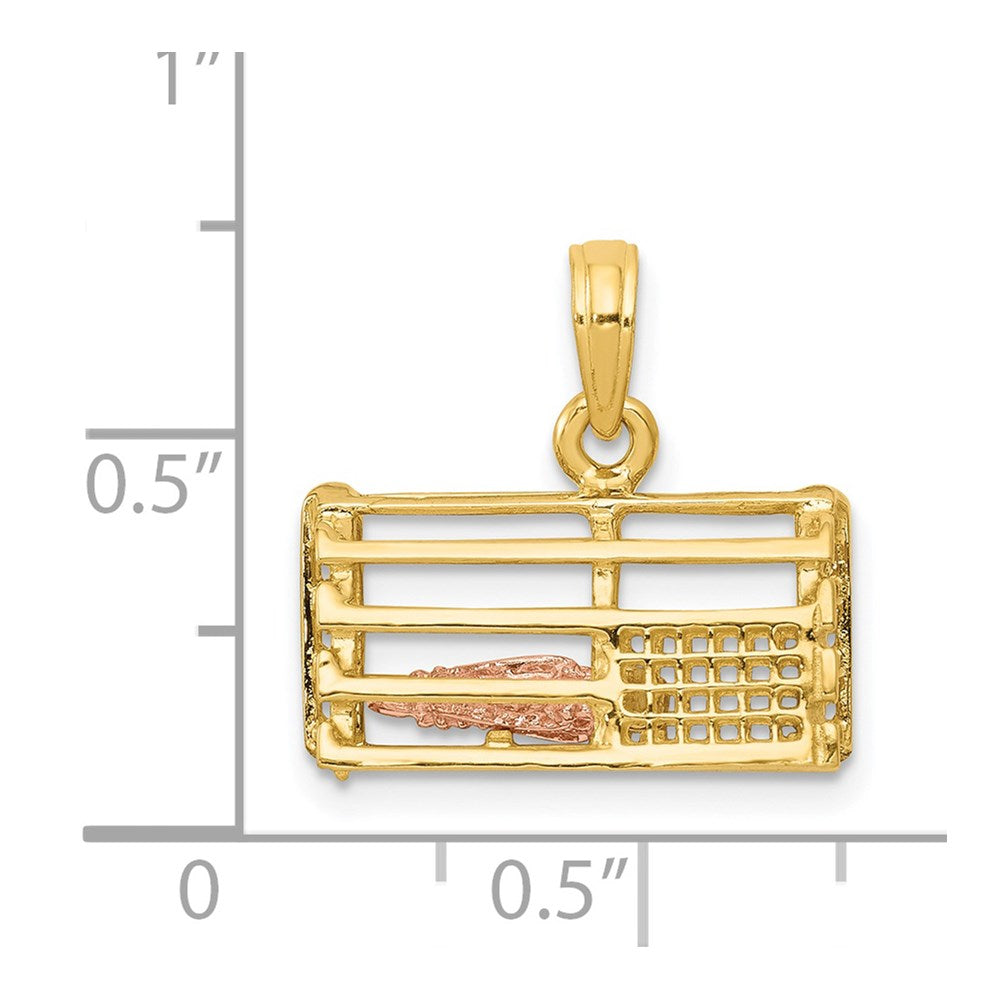14k Two-tone Gold Two-tone Gold Polished 3-D Lobster Trap Pendant