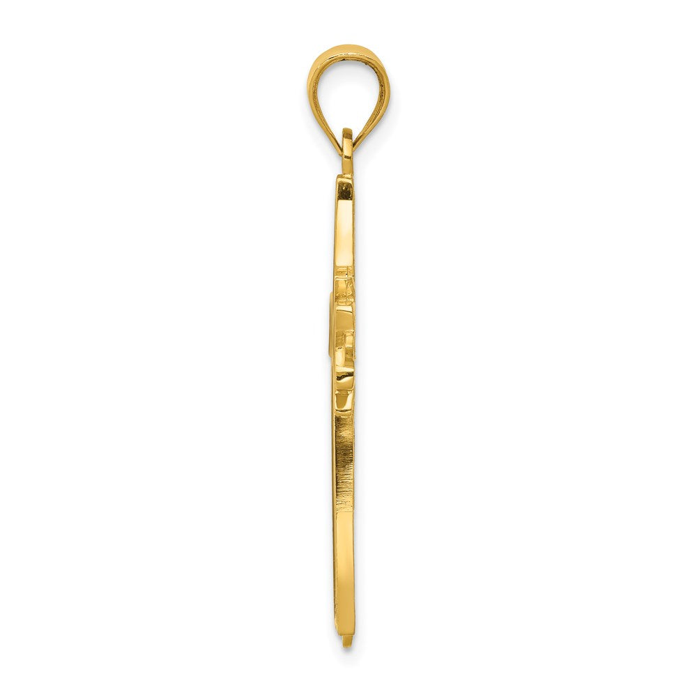 14k Yellow Gold Enameled Latin Cross Pendant