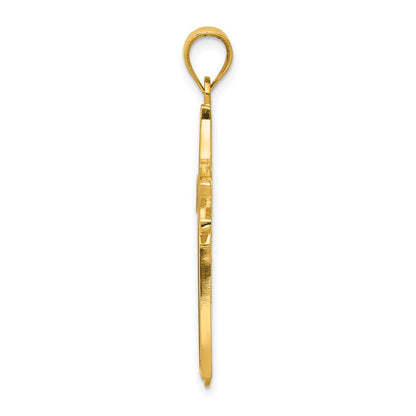14k Yellow Gold Enameled Latin Cross Pendant