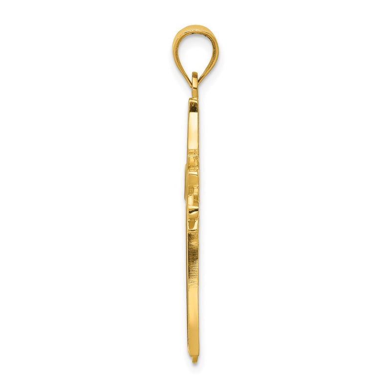 14k Yellow Gold Enameled Latin Cross Pendant