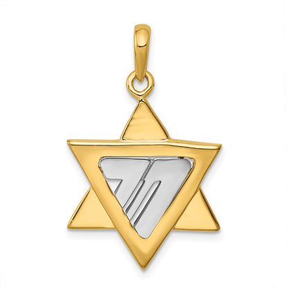 14k Two-tone Gold Star of David Pendant