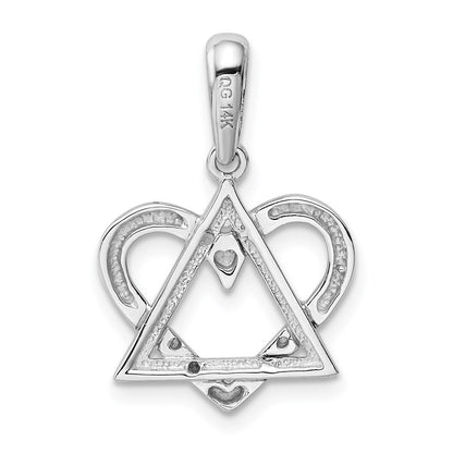 14k White Gold Star of David Heart Pendant