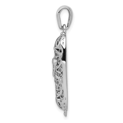 14k White Gold 3D Mezuzah Pendant