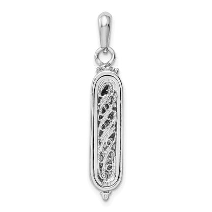 14k White Gold 3D Mezuzah Pendant
