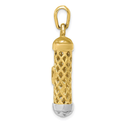14k Two-tone Gold Two-tone Gold 3D Mezuzah Pendant