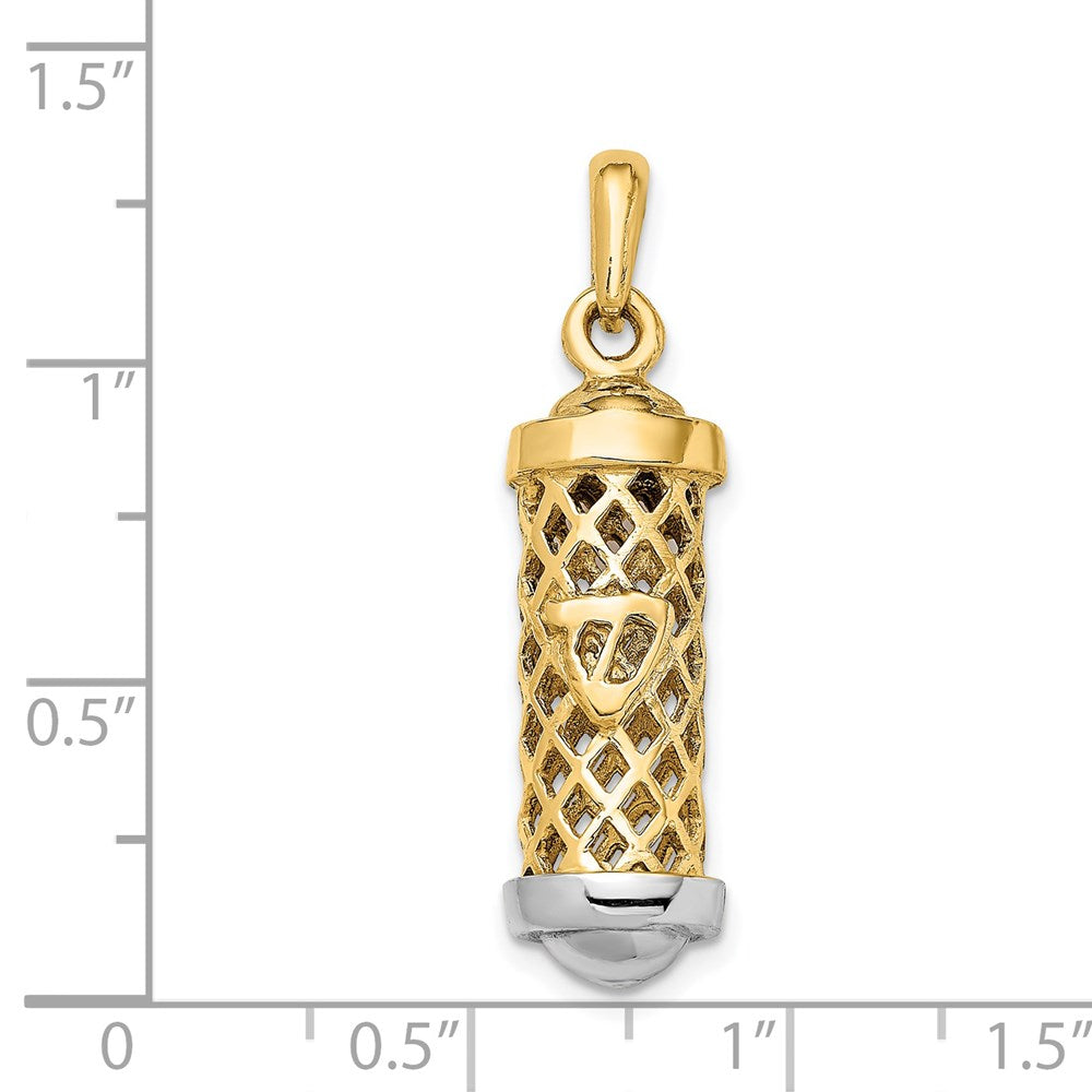 14k Two-tone Gold Two-tone Gold 3D Mezuzah Pendant