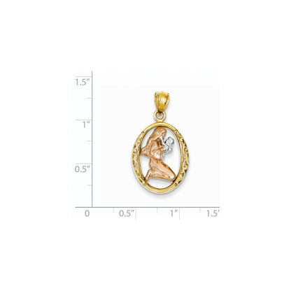 14k Yellow & Rhodium Gold Two-tone Gold Mother with Baby Pendant