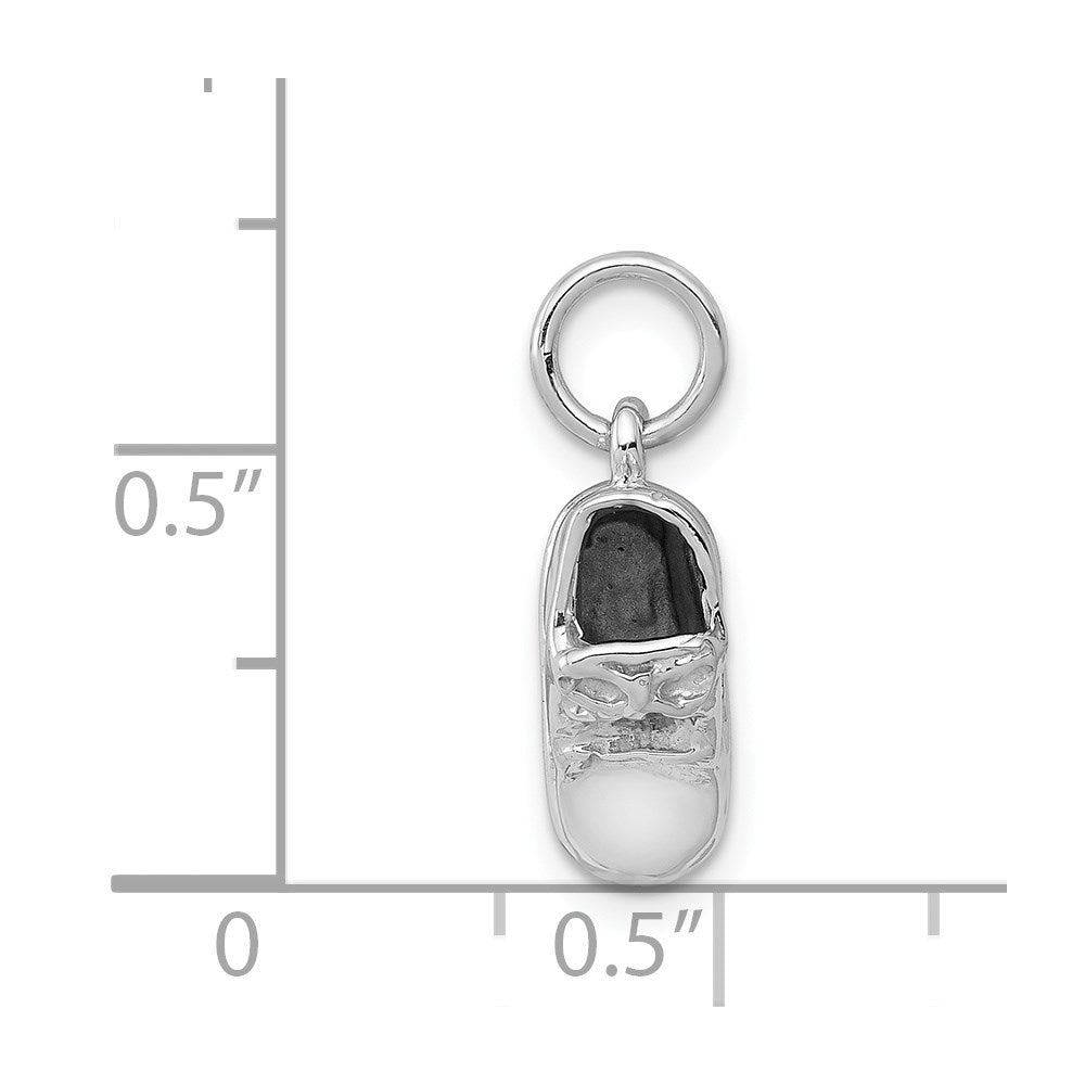 14k White Gold  3D White Gold Baby Shoe Charm